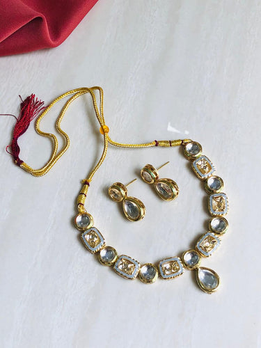 Grey Polki Necklace Set